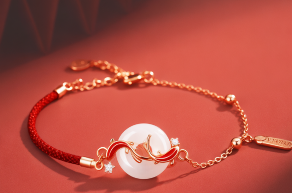 Auspicious Hetian Jade Koi Red Rope Bracelet